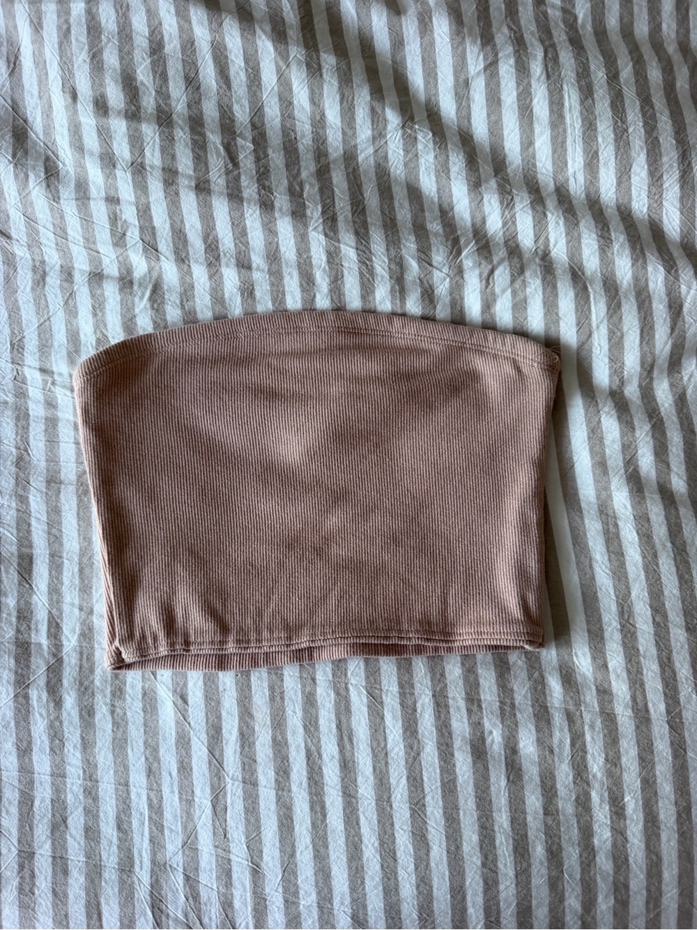Rue21 Tan Ribbed Strapless Tube Crop Top
